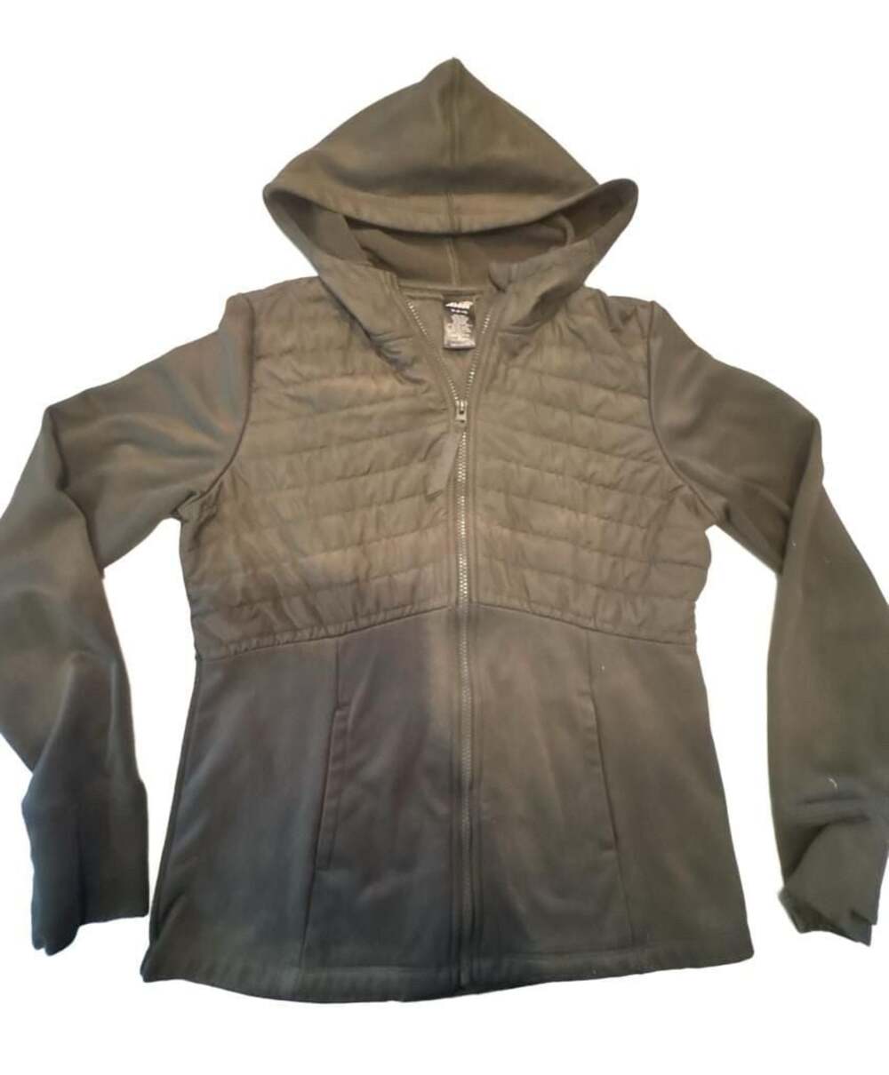 Avia Green Quilted Hybrid Full Zip Hoodie Jacket Size Medium 8-10